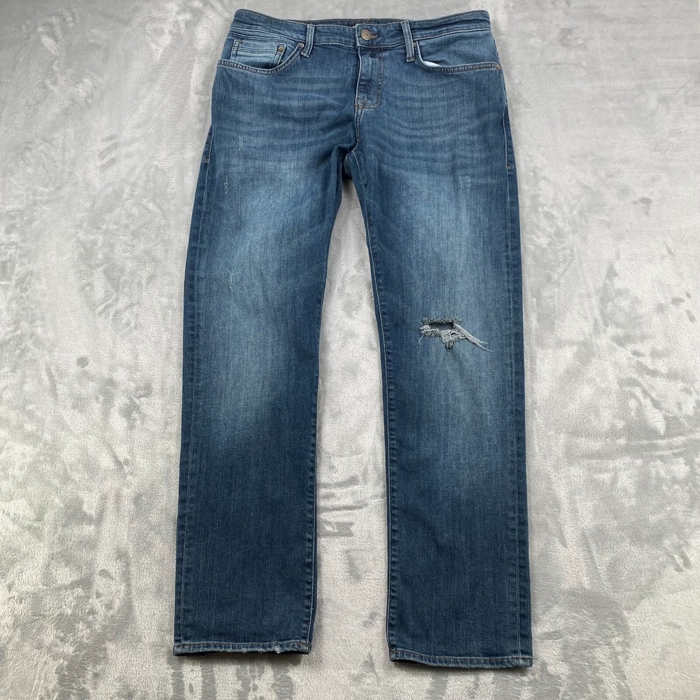 Mavi Jeans Zach Mens 33x32 (33x29) Blue Straight Leg Stretch Lightweight Denim
